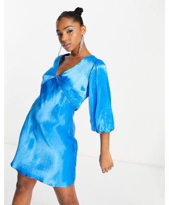 Nobody's Child Sierra puff sleeve satin mini dress in blue