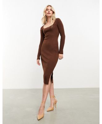 Nobody's Child square neck knitted midi dress in brown