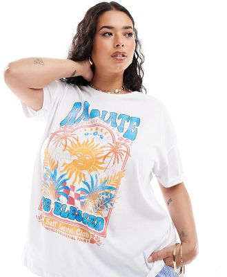 Noisy May Curve t-shirt with radiate print in white