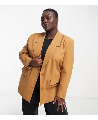 Noisy May Curve tailored blazer in camel-Brown
