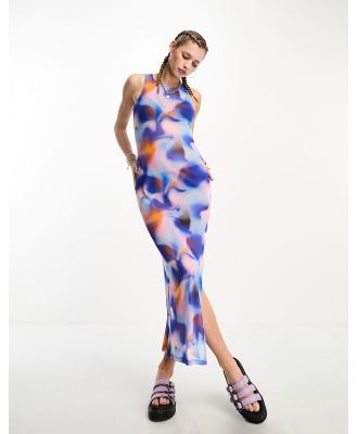 Noisy May mesh maxi dress with side slit in multi tie dye-Purple