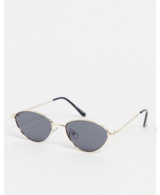 Noisy May retro oval sunglasses with gold frame-Black