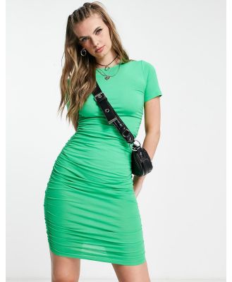 Noisy May ruched bodycon t-shirt dress in green