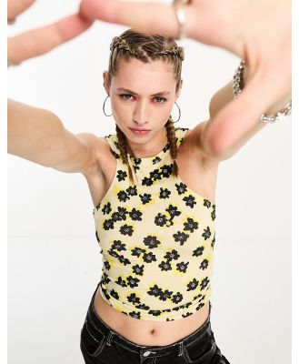 Noisy May singlet in black & yellow floral