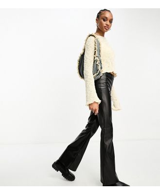 Noisy May Tall faux leather flare pants in black