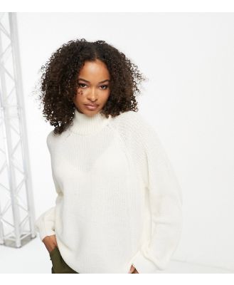 Noisy May Tall high neck jumper in cream-White