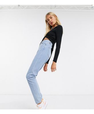 Noisy May Tall mom jeans in light wash-Blue