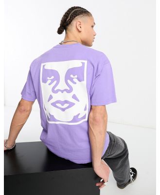 Obey bold icon heavyweight back print t-shirt in purple