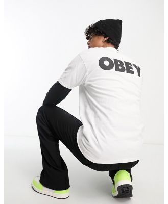 Obey bold logo back print t-shirt in white