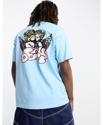 Obey cherubs back print t-shirt in blue
