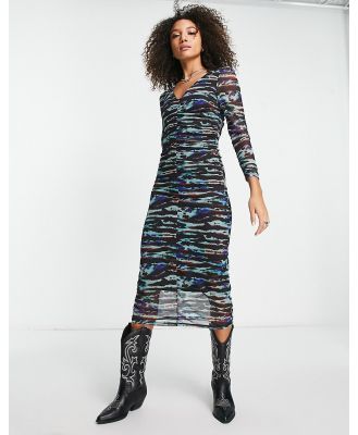 Object abstract midi dress in multi