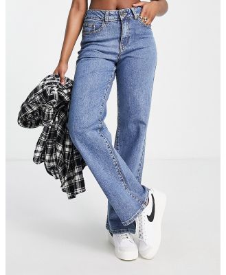Object cotton wide leg dad jeans in mid blue wash - MBLUE