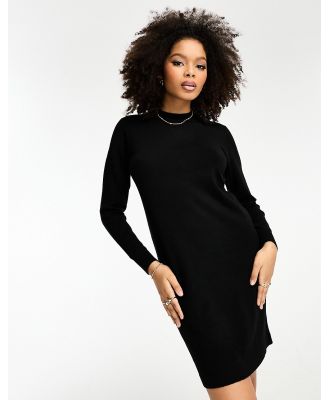 Object knitted high neck jumper mini dress in black