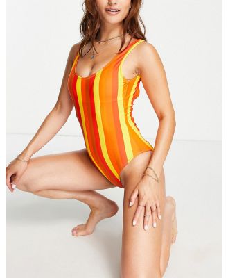 Object low back swimsuit in orange stripe