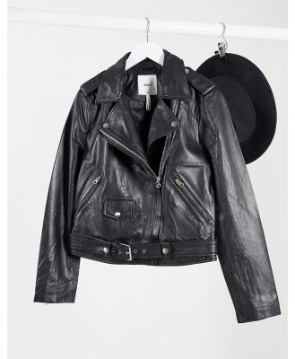 Object real leather jacket in black