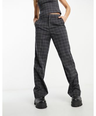 Object tapered pants in grey check (part of a set)-Black