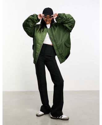 Object ultimate ruched sleeve bomber jacket in green