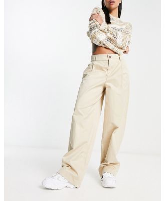 Object wide leg tailored pants in stone-Neutral