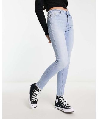 Only Blush skinny jeans with frayed hem in light blue