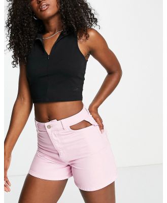 Only Camille cut out pocket denim shorts in lilac-Purple