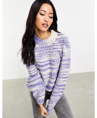 Only chunky knit jumper in blue and white space dye-Multi
