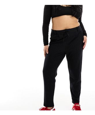 Only Curve straight leg pants in black pinstripe