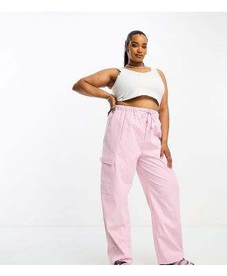 Only Curve wide leg cargo pants in pale pink