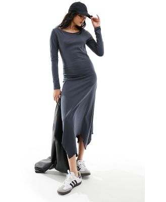 Only hanky hem maxi dress in charcoal-Grey