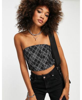 Neon & Nylon cropped corset top in black check (part of a set)