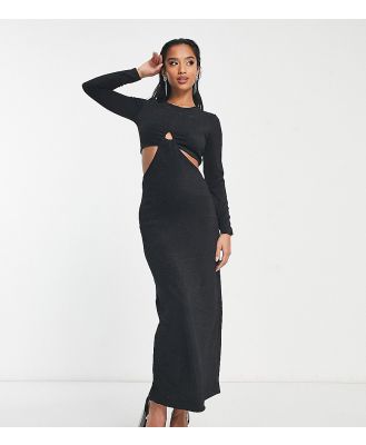 Only Petite maxi dress with cut out sides in black glitter