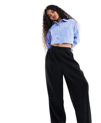 Only Petite pleat front tailored pants in black