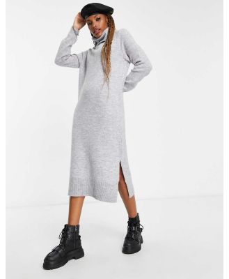 Only roll neck midi jumper dress in light grey