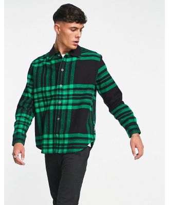 Only & Sons heavyweight check shirt in black and green