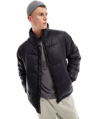 Only & Sons high shine puffer jacket in black