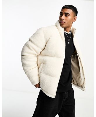 Only & Sons oversized borg puffer in ecru-Neutral
