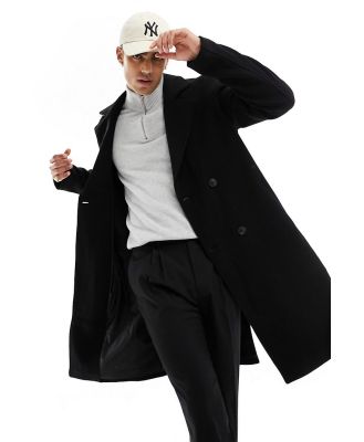 Only & Sons oversized wool mix overcoat in black