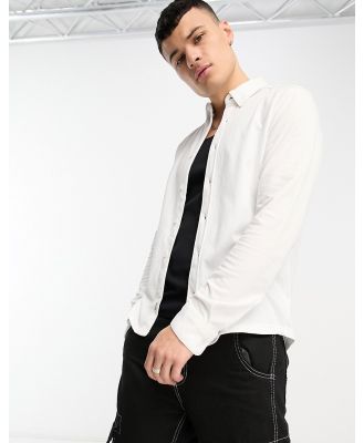 Only & Sons pique slim fit shirt in white