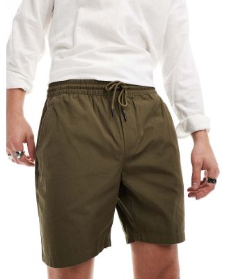 Only & Sons pull on twill shorts in khaki-Green