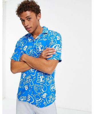 Only & Sons revere shirt with Pepsi print in blue (part of a set)