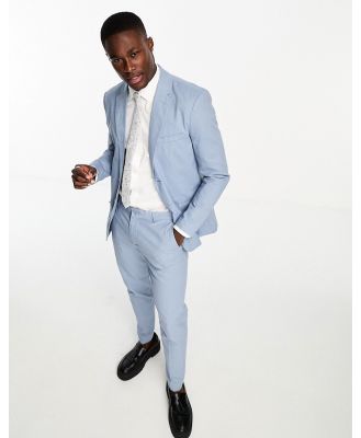 Only & Sons slim fit linen mix suit jacket in blue