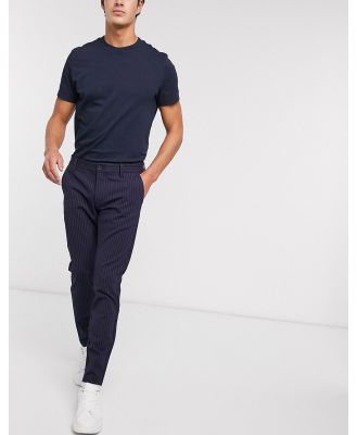 Only & Sons stretch smart pant in navy pinstripe