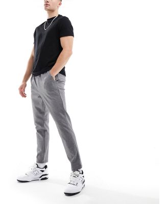 Only & Sons tapered smart pants in grey melange
