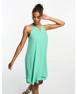 Only swing mini dress with keyhole detail in marine green