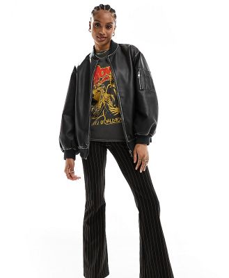 Only Tall flared pants in black pinstripe