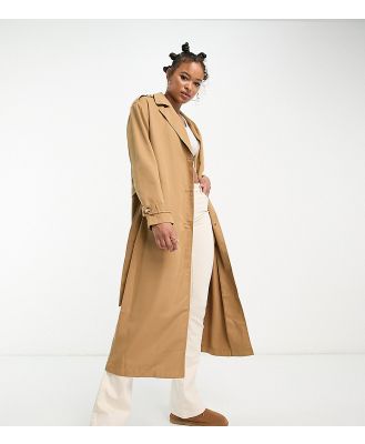 Only Tall longline trench coat in camel-Neutral