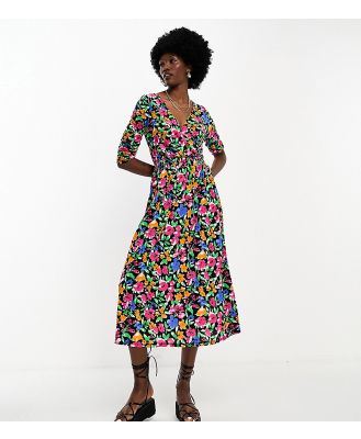 Only Tall wrap midi dress in multi floral