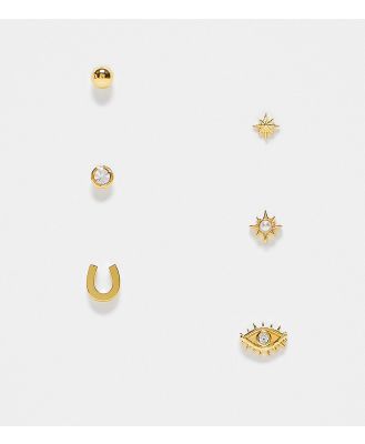 Orelia 18k gold plated 6 pack of mixed stud earrings