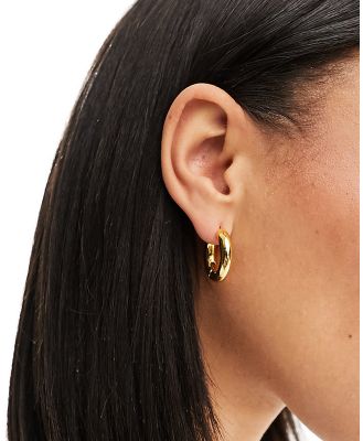 Orelia 18k gold plated chubby mid size hoop earrings