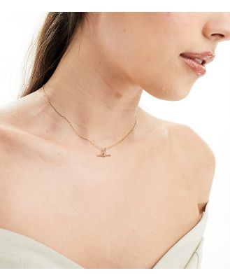 Orelia 18k gold plated dainty t-bar knot necklace
