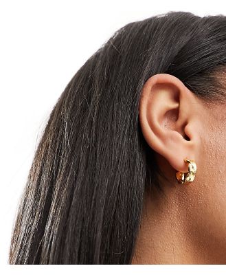 Orelia 18k gold plated flat twist small hoop earrings